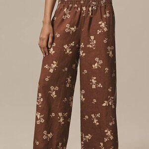 Anthropologie Somerset Printed-Linen Pull-On Pants